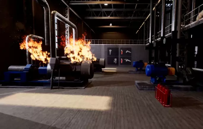 Отработка навыков пожаротушения в VR-тренажере